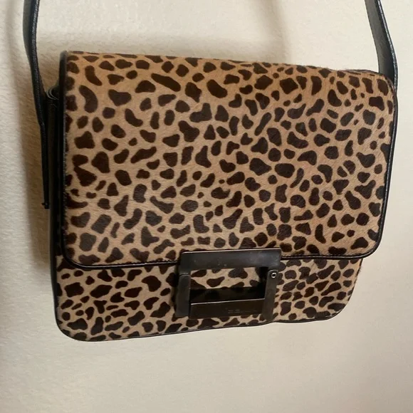 Roberto Donini Leather leopard calf hive shoulders purse - Picture 1 of 11
